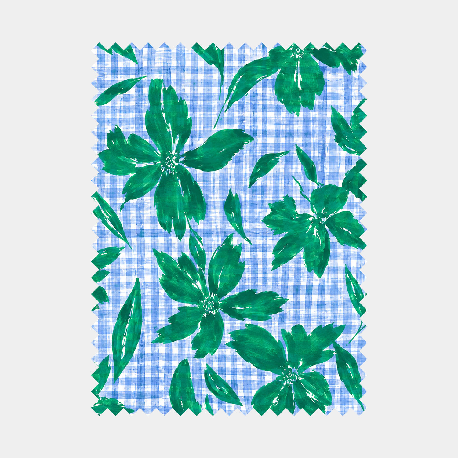 Emerald Blooms on Riviera Gingham