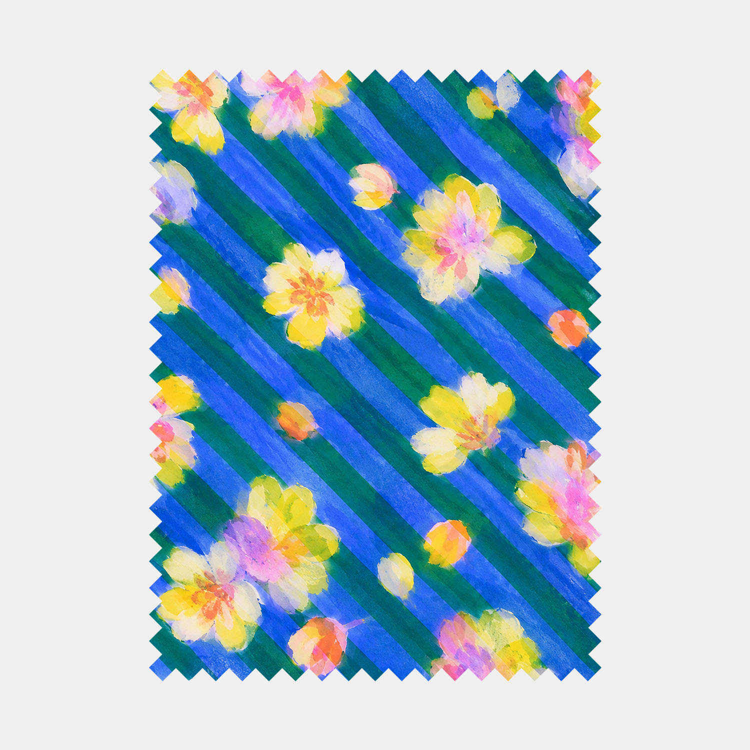 Sunburst Floral on Blue Stripe